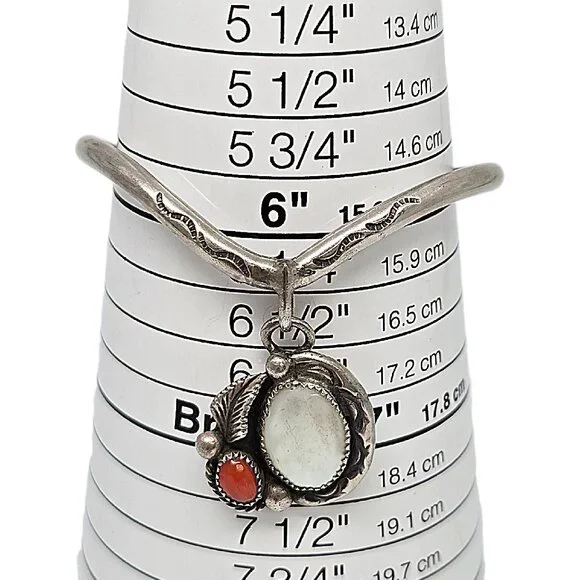 Native American Silver V Cuff Bracelet With Dangle #19878 - Picture 8 of 9